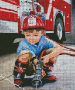 Fire fighter Boy diamond paintings