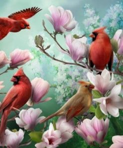 Four Birds And Flowers paint by numbers