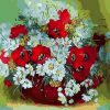 White And Red Daisies paint by numbers
