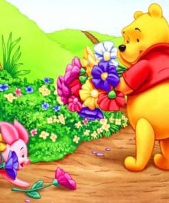 Winnie The Pooh And Flowers paint by numbers