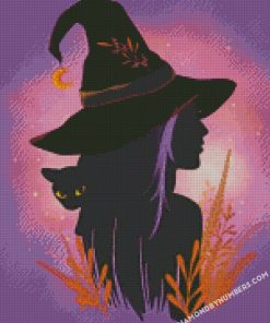 Witch and Cat diamond painting