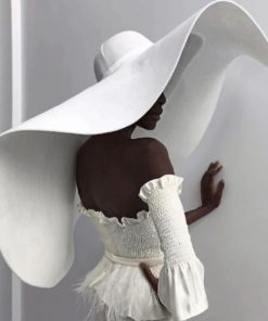 Aesthetic Black Woman With A White Sunhat paint by numbers