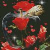 animated red flowers and glass apple diamond paintings