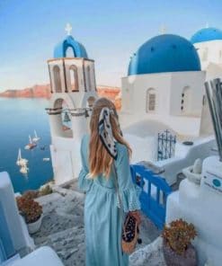 Blondy In Santorini Greece paint by numbers