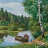 boat river forest diamond paintings