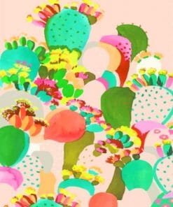 Colorful Cactus Illustration paint by numbers