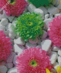 colorful flowers and stones diamond painting