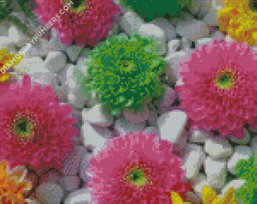 colorful flowers and stones diamond painting