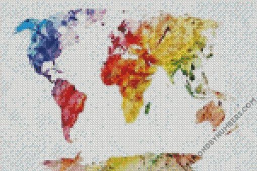 colorful world map diamond paintings