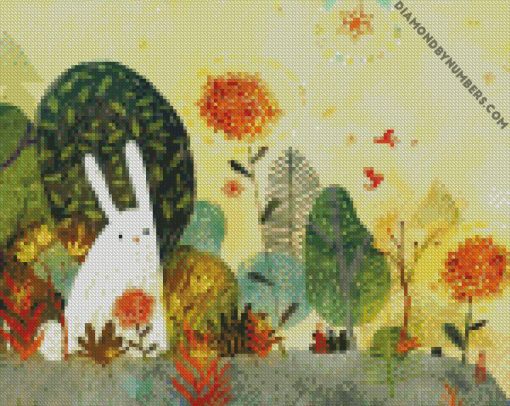cute hare illustration diamond painting