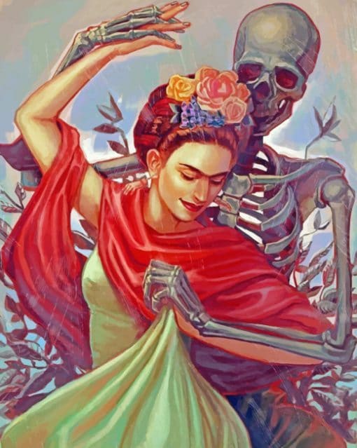 Frida Kahlo Dancing With Skull paint by numbers