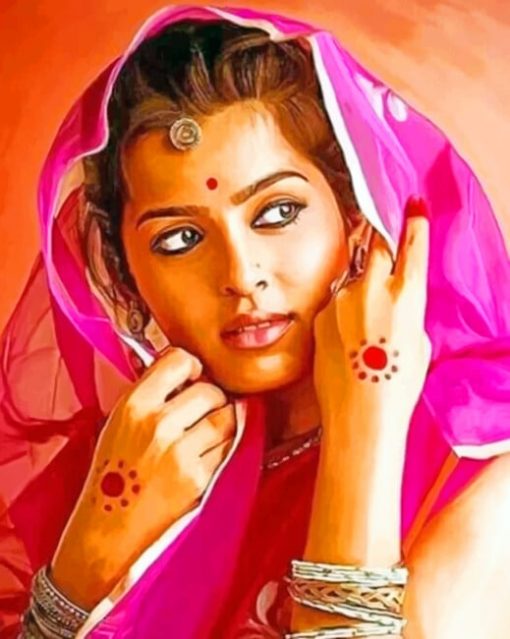 Beautiful Diamond Indian Woman Eyes Paint By Numbers Canvas Wall Art Painting 