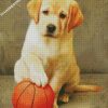 labrador puppy with ball diamond painting