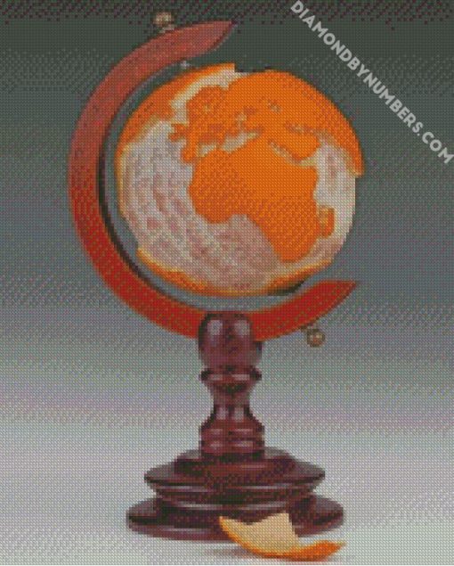 orange world map diamond paintings