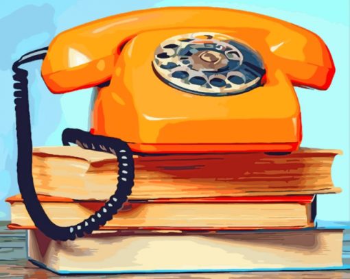 Retro Phone And Book paint by numbers