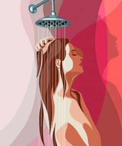 Woman Taking A Shower Paint by numbers