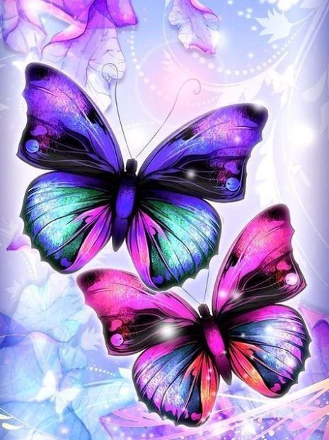 Multicolor Butterfly Flowers Rhinestone Embroidery Pictures Arts Craft for Home Wall 40x30cm Butterfly and Flowers Keepwin DIY 5D Diamond Painting 
