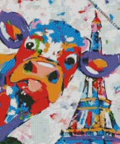 Colorful Cow At Paris diamond paintings