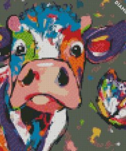 Colorful Cow With Butterfly Diamond paintings