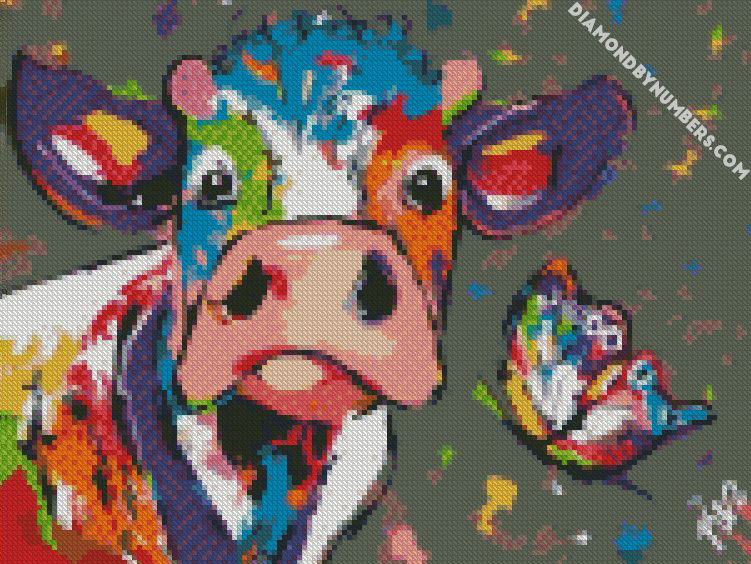 A Colorful Cow, Diamond Painting
