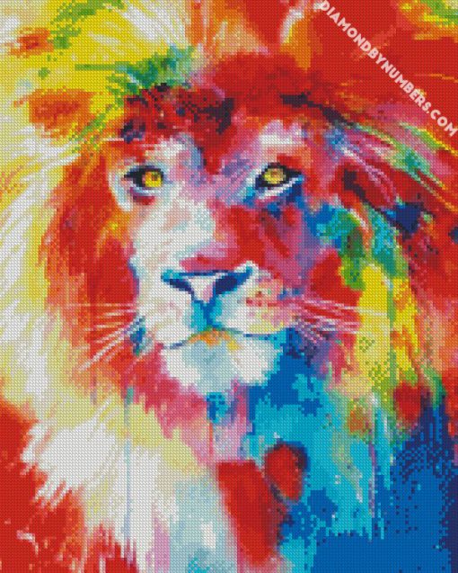 Colorful splash Lion diamond painting