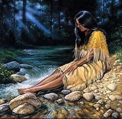 Native American Woman On River Paint by numbers