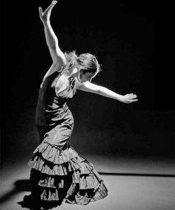 Flamenco-dancer-black-and-white-paint-by-number