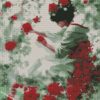 Japanese Girl Red Flowers diamond painting