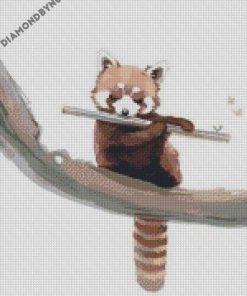 Little Red Panda on a Branch illustration diamond paintings