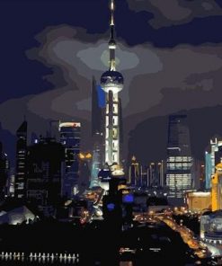 Seoul Tower At Night Paint by numbers