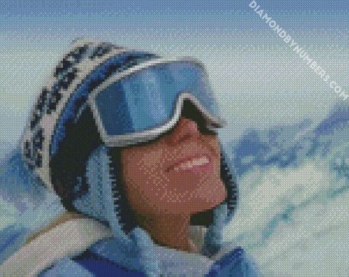 Skiing woman with Glasses diamond paintings