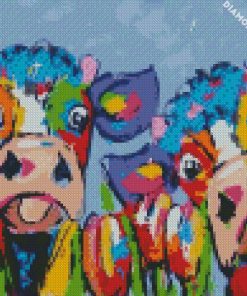 Two Colorful Cow Diamond paintings