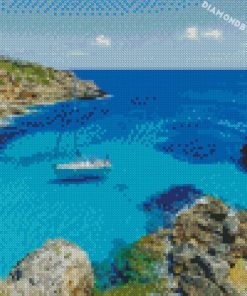 Yacht in mediterranean sea diamond painting