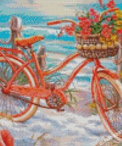 aesthetic bicycle with flowers art diamond painting