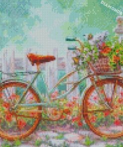 aesthetic bicycle with flowers diamond painting