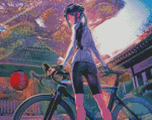 anime girl bicycle diamond paintings