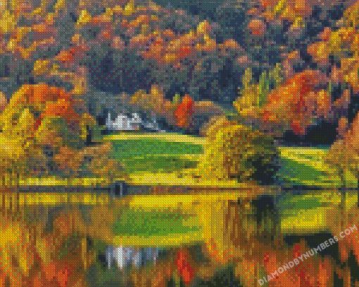 autumn in lake district water reflection diamond painting