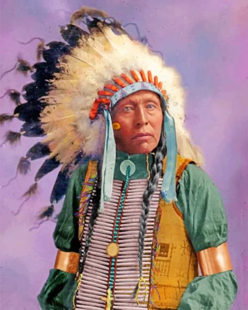 Colorize Native American Indian Chief Paint by numbers