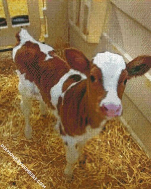 cute baby brown cow diamond painting