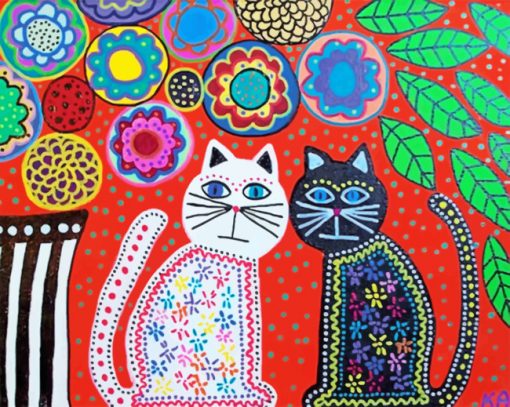Folk Art Kitties Paint by numbers