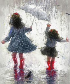 Happy Sisters On A Rainy Day paint by numbers