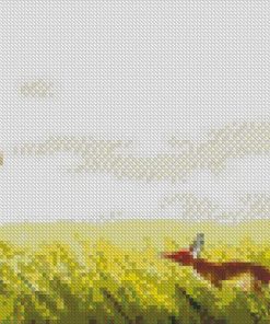 little prince and fox in grassland diamond paintings