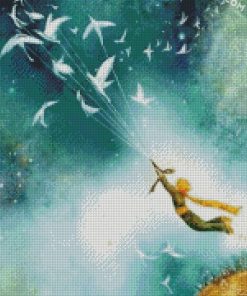little prince flying with birds diamond painting