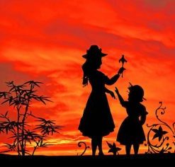 Mother Daughter Silhouette Paint by numbers