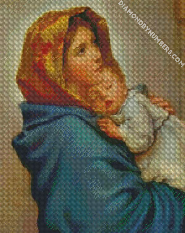 Mother Mary And Jesus - 5D Diamond Painting - DiamondByNumbers - Diamond  Painting art