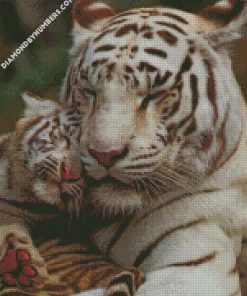mum and her baby white tiger diamond painting