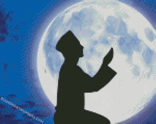 muslim man praying silhouette diamond painting