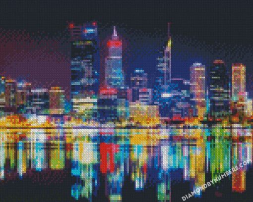 perth city skyline at night diamond paintings