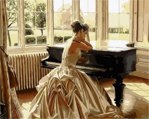 Sad Woman In Piano Paint by numbers