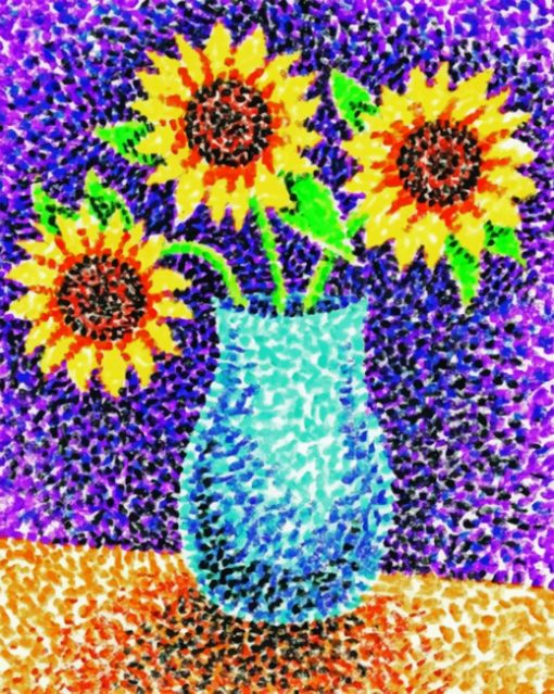 Pointillism Sunflowers Paint by numbers